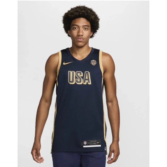 Nike Other - Nike Team USA 50th Anniversary 2024 Olympics Navy Gold Sample Jersey L, 2XL